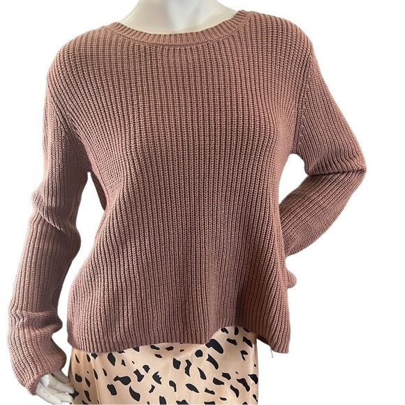 Moon & Madison Pink Mauve Sweater Tie Back Lacing Lace Up Woman’s Sweater Size M - Picture 2 of 14